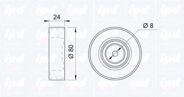 IPD 15-0488 Deflection/Guide Pulley, v-ribbed belt
